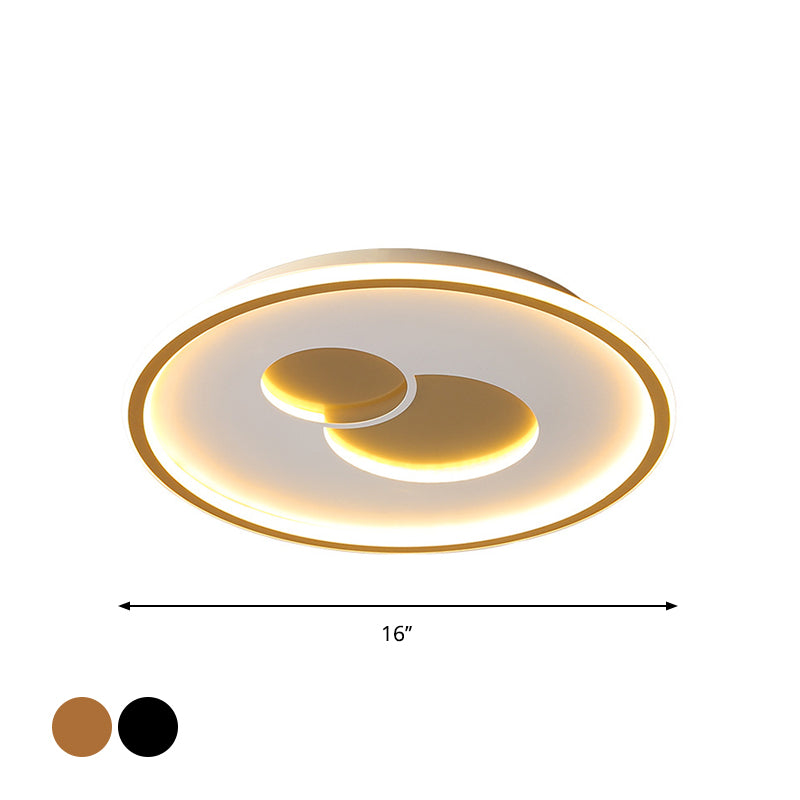 16"/19.5" Dia Circular LED Flushmount Simplicity Acrylic Bedroom Close to Ceiling Light in Black/Gold Clearhalo 'Ceiling Lights' 'Close To Ceiling Lights' 'Close to ceiling' 'Flush mount' Lighting' 1935883