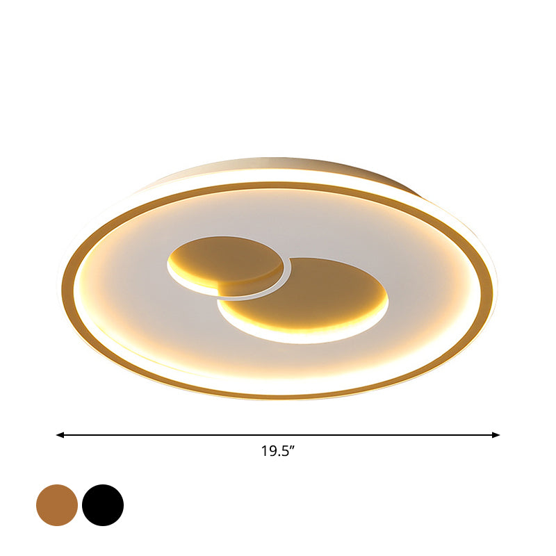 16"/19.5" Dia Circular LED Flushmount Simplicity Acrylic Bedroom Close to Ceiling Light in Black/Gold Clearhalo 'Ceiling Lights' 'Close To Ceiling Lights' 'Close to ceiling' 'Flush mount' Lighting' 1935884