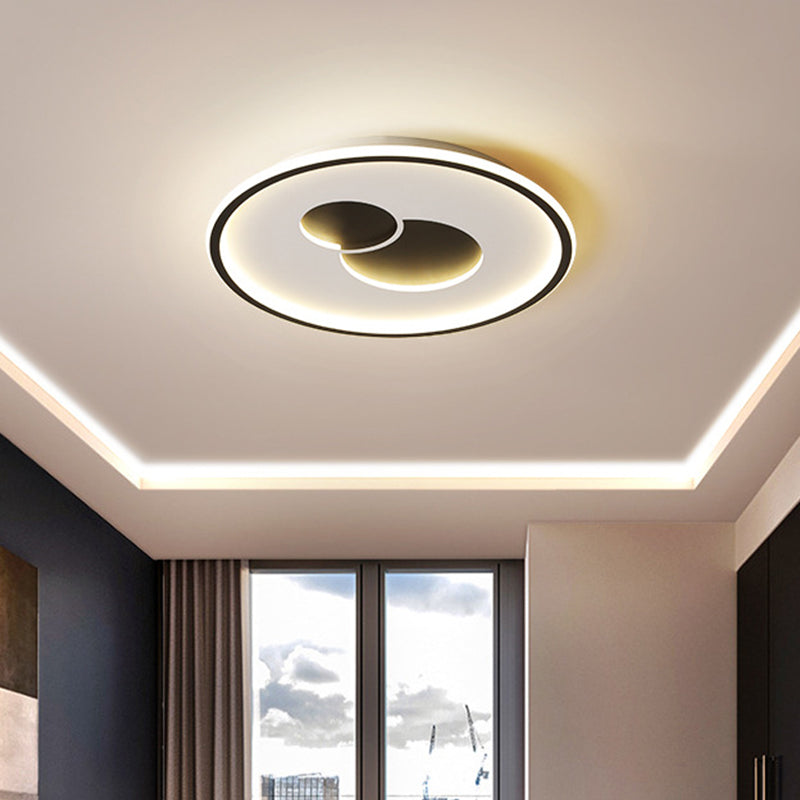 16"/19.5" Dia Circular LED Flushmount Simplicity Acrylic Bedroom Close to Ceiling Light in Black/Gold Black Clearhalo 'Ceiling Lights' 'Close To Ceiling Lights' 'Close to ceiling' 'Flush mount' Lighting' 1935885