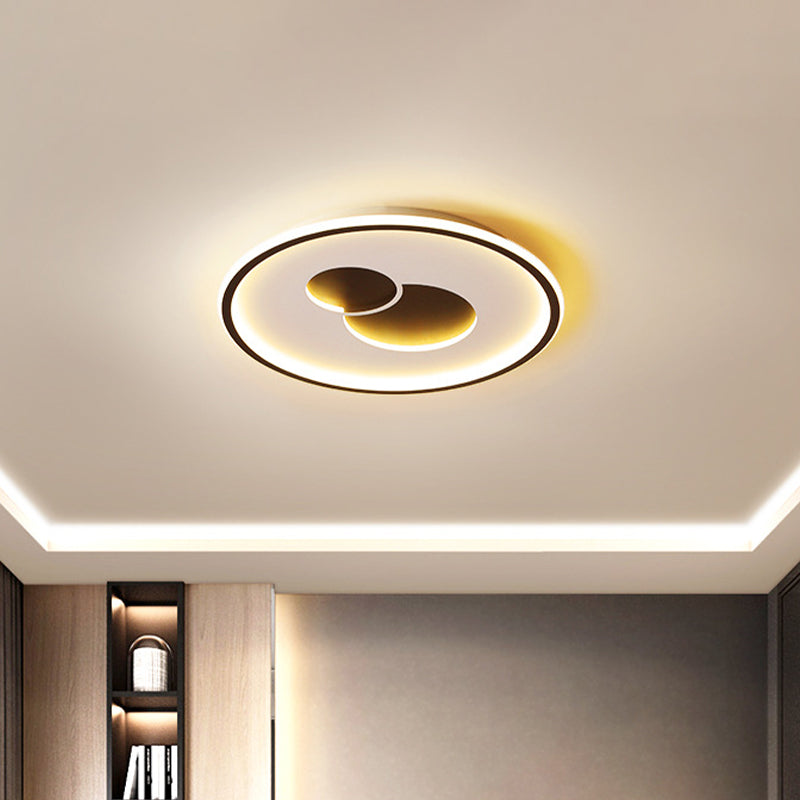 16"/19.5" Dia Circular LED Flushmount Simplicity Acrylic Bedroom Close to Ceiling Light in Black/Gold Clearhalo 'Ceiling Lights' 'Close To Ceiling Lights' 'Close to ceiling' 'Flush mount' Lighting' 1935886