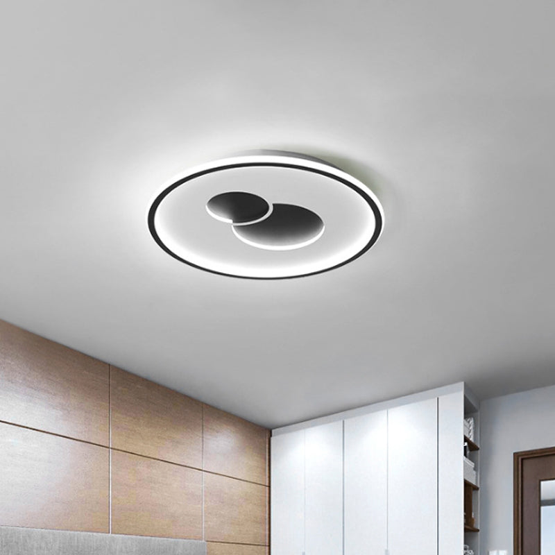 16"/19.5" Dia Circular LED Flushmount Simplicity Acrylic Bedroom Close to Ceiling Light in Black/Gold Clearhalo 'Ceiling Lights' 'Close To Ceiling Lights' 'Close to ceiling' 'Flush mount' Lighting' 1935887