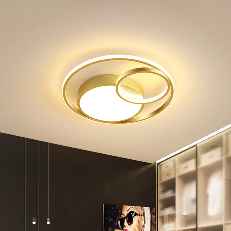 Circular Flush Mount Lamp Simple Acrylic Black/White/Gold LED Ceiling Light Fixture for Dorm Room, White/3 Color Light Clearhalo 'Ceiling Lights' 'Close To Ceiling Lights' 'Close to ceiling' 'Flush mount' Lighting' 1935890