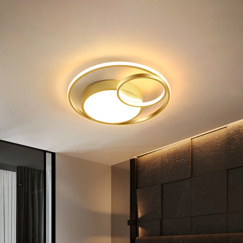 Circular Flush Mount Lamp Simple Acrylic Black/White/Gold LED Ceiling Light Fixture for Dorm Room, White/3 Color Light Clearhalo 'Ceiling Lights' 'Close To Ceiling Lights' 'Close to ceiling' 'Flush mount' Lighting' 1935891