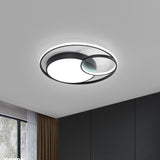 Circular Flush Mount Lamp Simple Acrylic Black/White/Gold LED Ceiling Light Fixture for Dorm Room, White/3 Color Light Black Clearhalo 'Ceiling Lights' 'Close To Ceiling Lights' 'Close to ceiling' 'Flush mount' Lighting' 1935894