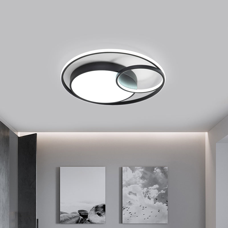 Circular Flush Mount Lamp Simple Acrylic Black/White/Gold LED Ceiling Light Fixture for Dorm Room, White/3 Color Light Clearhalo 'Ceiling Lights' 'Close To Ceiling Lights' 'Close to ceiling' 'Flush mount' Lighting' 1935895