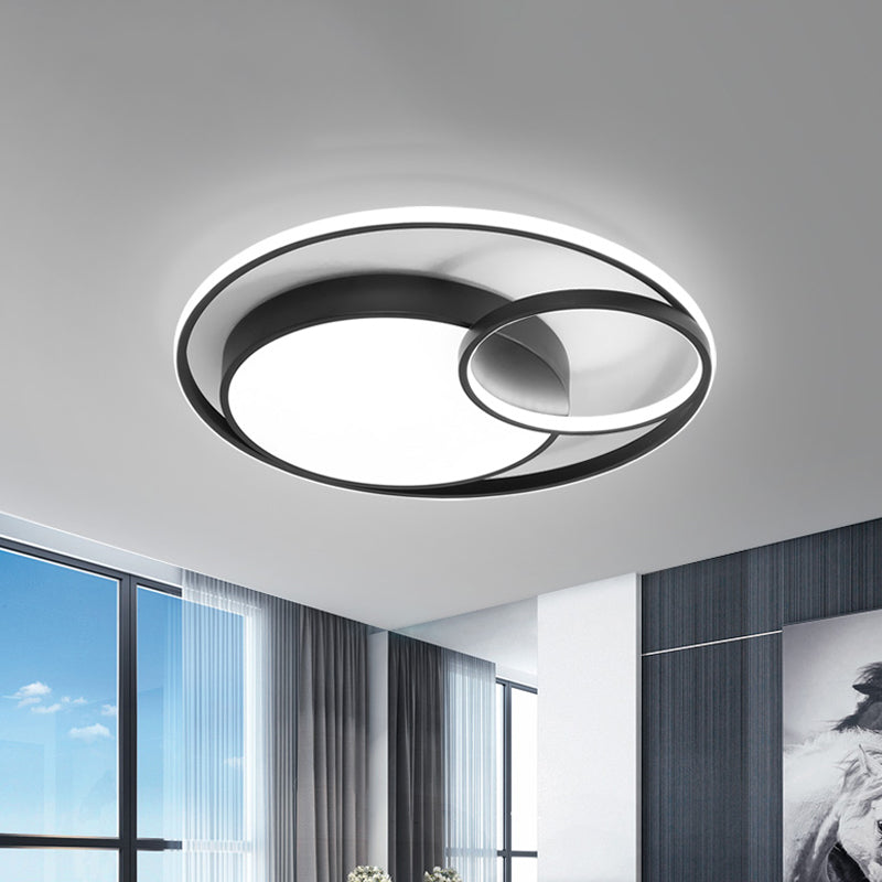 Circular Flush Mount Lamp Simple Acrylic Black/White/Gold LED Ceiling Light Fixture for Dorm Room, White/3 Color Light Clearhalo 'Ceiling Lights' 'Close To Ceiling Lights' 'Close to ceiling' 'Flush mount' Lighting' 1935896