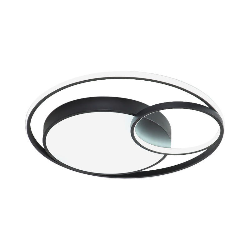 Circular Flush Mount Lamp Simple Acrylic Black/White/Gold LED Ceiling Light Fixture for Dorm Room, White/3 Color Light Clearhalo 'Ceiling Lights' 'Close To Ceiling Lights' 'Close to ceiling' 'Flush mount' Lighting' 1935897