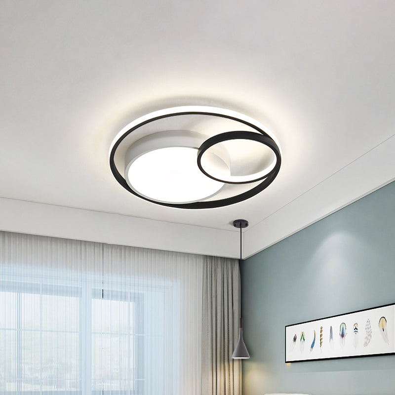 Circular Flush Mount Lamp Simple Acrylic Black/White/Gold LED Ceiling Light Fixture for Dorm Room, White/3 Color Light White Clearhalo 'Ceiling Lights' 'Close To Ceiling Lights' 'Close to ceiling' 'Flush mount' Lighting' 1935898