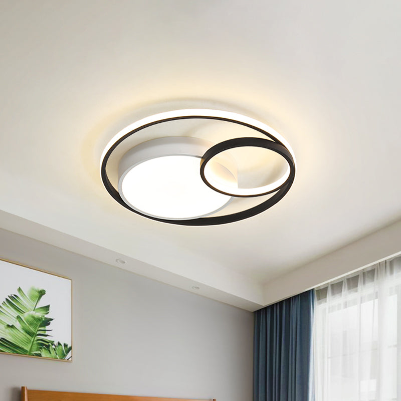 Circular Flush Mount Lamp Simple Acrylic Black/White/Gold LED Ceiling Light Fixture for Dorm Room, White/3 Color Light Clearhalo 'Ceiling Lights' 'Close To Ceiling Lights' 'Close to ceiling' 'Flush mount' Lighting' 1935899