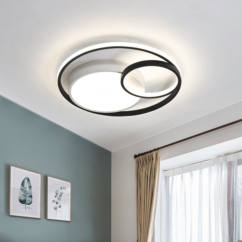 Circular Flush Mount Lamp Simple Acrylic Black/White/Gold LED Ceiling Light Fixture for Dorm Room, White/3 Color Light Clearhalo 'Ceiling Lights' 'Close To Ceiling Lights' 'Close to ceiling' 'Flush mount' Lighting' 1935900