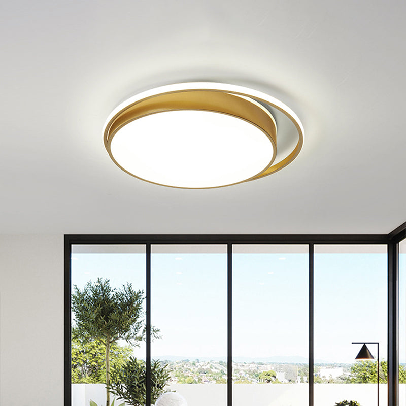 Gold Round/Square LED Ceiling Fixture Minimalistic Acrylic Flush Mount Light with Glowing Frame, 18"/21.5" Wide Gold Round Clearhalo 'Ceiling Lights' 'Close To Ceiling Lights' 'Close to ceiling' 'Flush mount' Lighting' 1935913