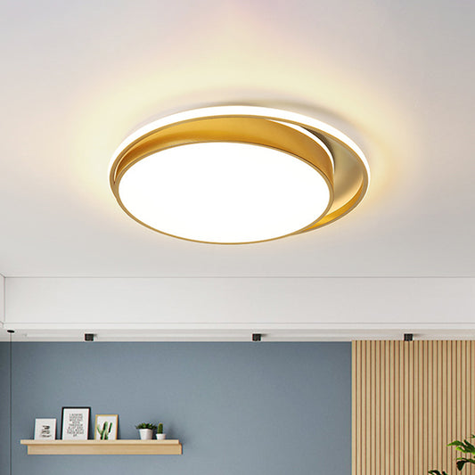 Gold Round/Square LED Ceiling Fixture Minimalistic Acrylic Flush Mount Light with Glowing Frame, 18"/21.5" Wide Clearhalo 'Ceiling Lights' 'Close To Ceiling Lights' 'Close to ceiling' 'Flush mount' Lighting' 1935914