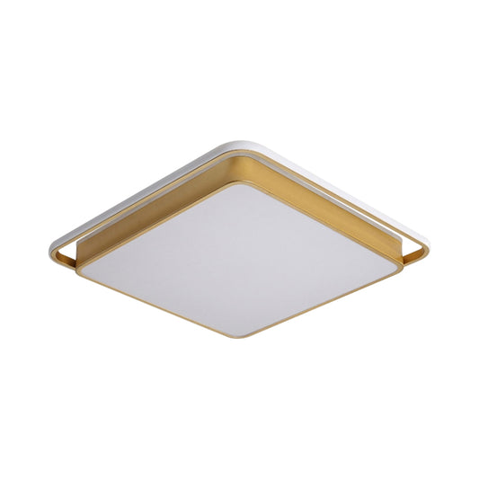 Gold Round/Square LED Ceiling Fixture Minimalistic Acrylic Flush Mount Light with Glowing Frame, 18"/21.5" Wide Clearhalo 'Ceiling Lights' 'Close To Ceiling Lights' 'Close to ceiling' 'Flush mount' Lighting' 1935922