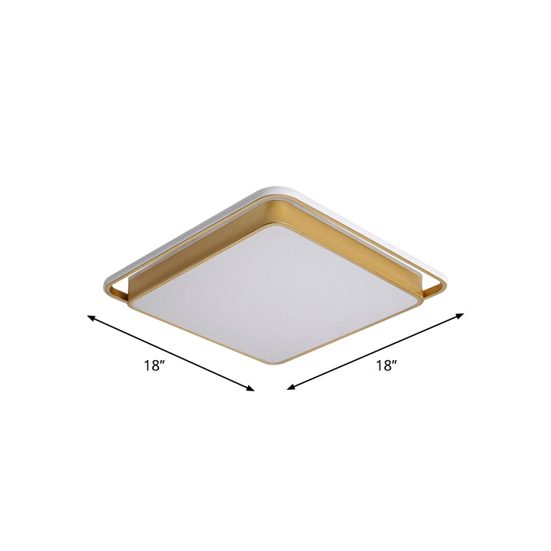 Gold Round/Square LED Ceiling Fixture Minimalistic Acrylic Flush Mount Light with Glowing Frame, 18"/21.5" Wide Clearhalo 'Ceiling Lights' 'Close To Ceiling Lights' 'Close to ceiling' 'Flush mount' Lighting' 1935923