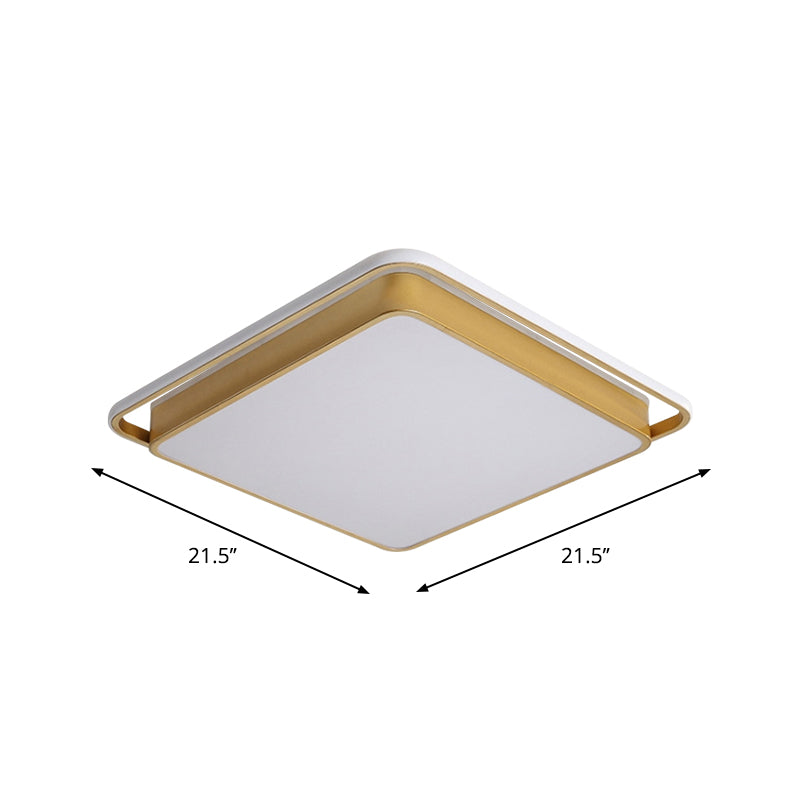 Gold Round/Square LED Ceiling Fixture Minimalistic Acrylic Flush Mount Light with Glowing Frame, 18"/21.5" Wide Clearhalo 'Ceiling Lights' 'Close To Ceiling Lights' 'Close to ceiling' 'Flush mount' Lighting' 1935924