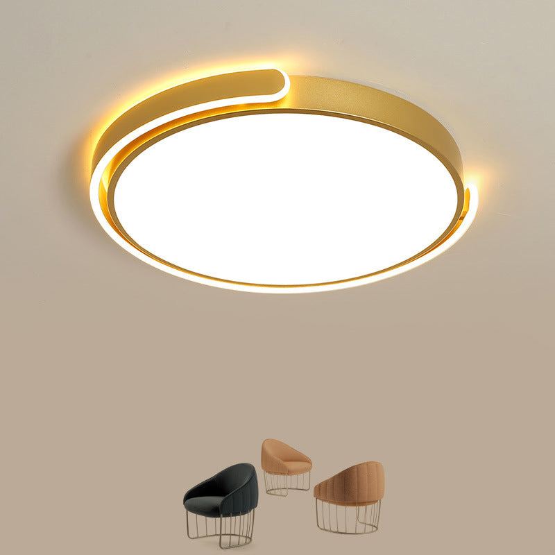 Simplicity LED Ceiling Lamp Black/White/Gold Round Flush Mount Lighting with Acrylic Shade, Warm/White Light Gold Clearhalo 'Ceiling Lights' 'Close To Ceiling Lights' 'Close to ceiling' 'Flush mount' Lighting' 1935925