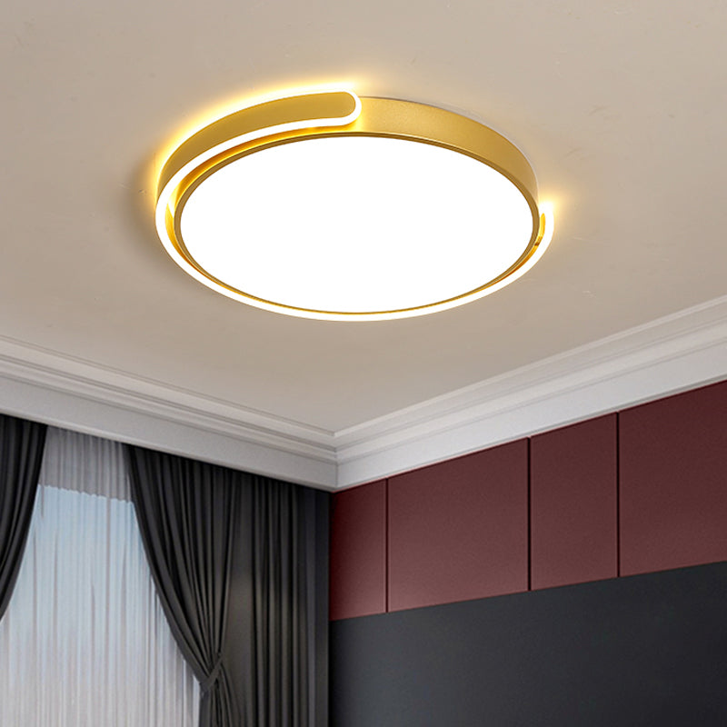 Simplicity LED Ceiling Lamp Black/White/Gold Round Flush Mount Lighting with Acrylic Shade, Warm/White Light Clearhalo 'Ceiling Lights' 'Close To Ceiling Lights' 'Close to ceiling' 'Flush mount' Lighting' 1935926