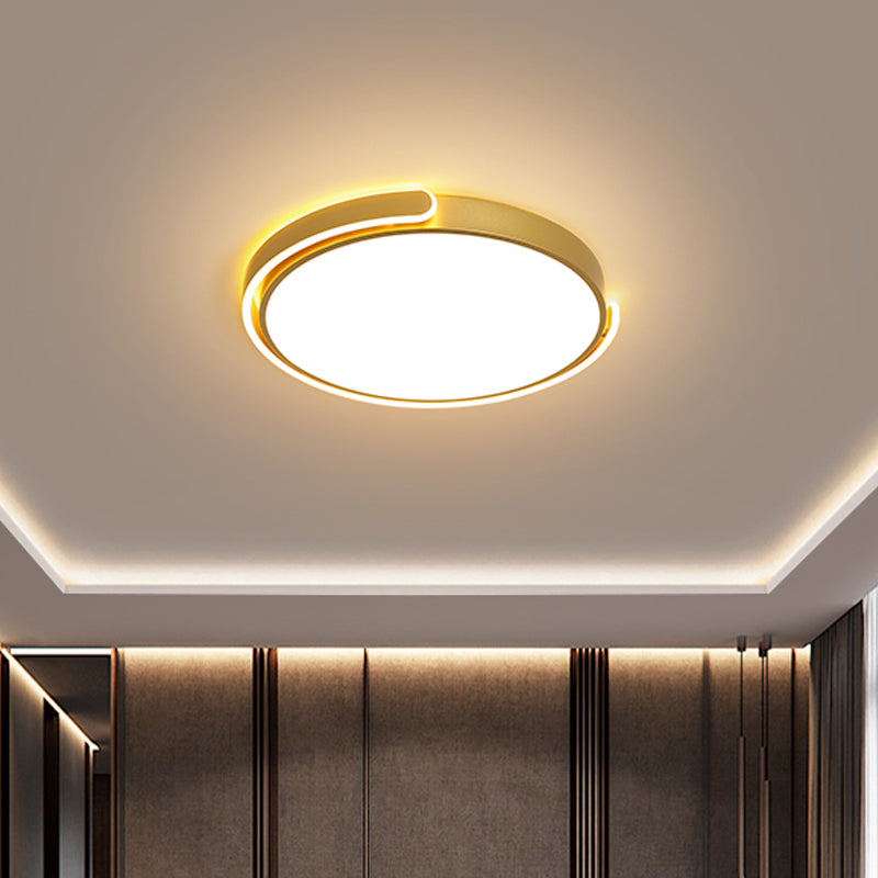 Simplicity LED Ceiling Lamp Black/White/Gold Round Flush Mount Lighting with Acrylic Shade, Warm/White Light Clearhalo 'Ceiling Lights' 'Close To Ceiling Lights' 'Close to ceiling' 'Flush mount' Lighting' 1935927