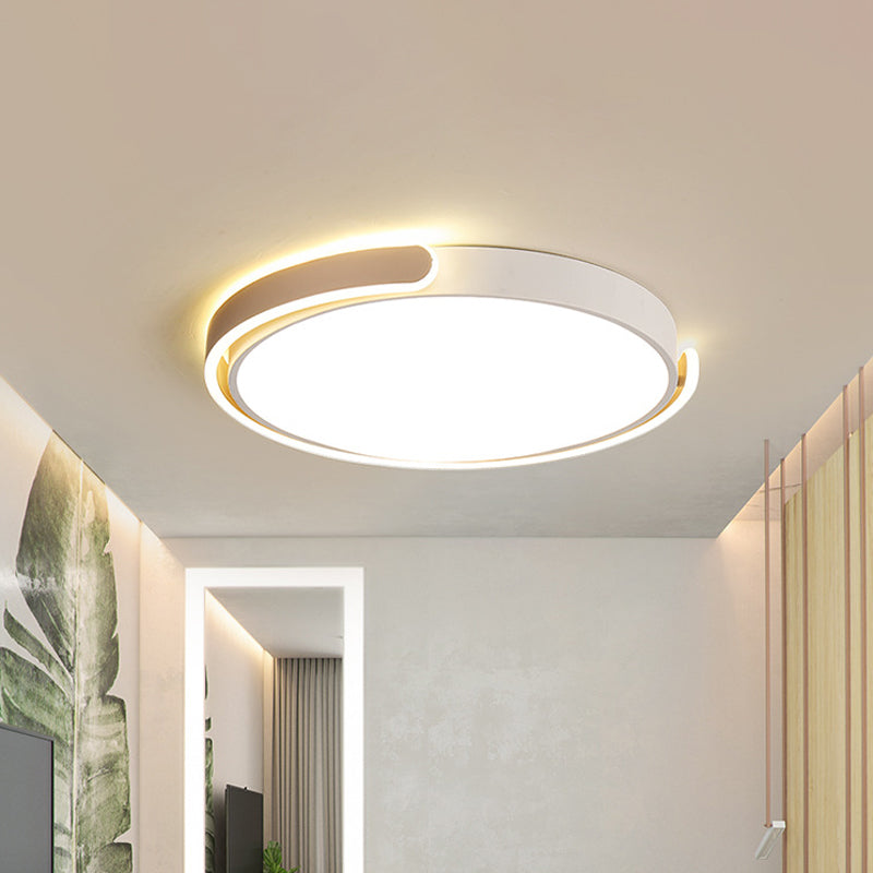 Simplicity LED Ceiling Lamp Black/White/Gold Round Flush Mount Lighting with Acrylic Shade, Warm/White Light White Clearhalo 'Ceiling Lights' 'Close To Ceiling Lights' 'Close to ceiling' 'Flush mount' Lighting' 1935930