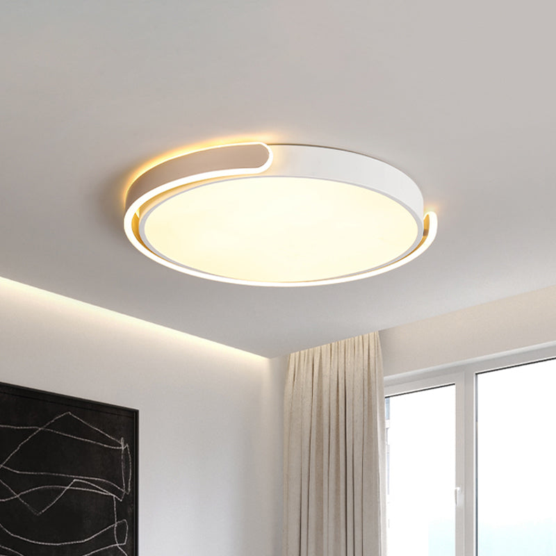 Simplicity LED Ceiling Lamp Black/White/Gold Round Flush Mount Lighting with Acrylic Shade, Warm/White Light Clearhalo 'Ceiling Lights' 'Close To Ceiling Lights' 'Close to ceiling' 'Flush mount' Lighting' 1935931