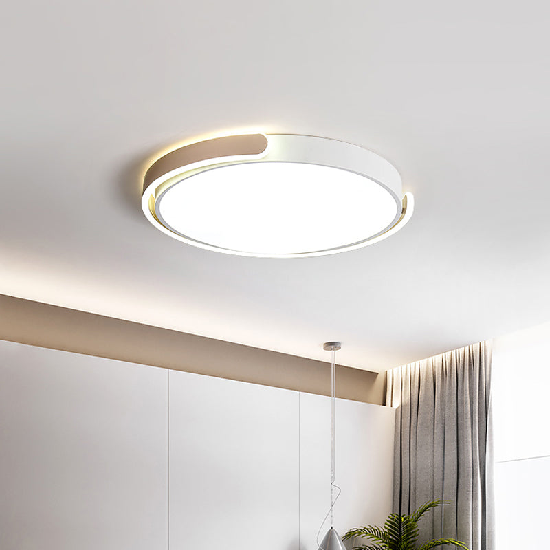 Simplicity LED Ceiling Lamp Black/White/Gold Round Flush Mount Lighting with Acrylic Shade, Warm/White Light Clearhalo 'Ceiling Lights' 'Close To Ceiling Lights' 'Close to ceiling' 'Flush mount' Lighting' 1935932