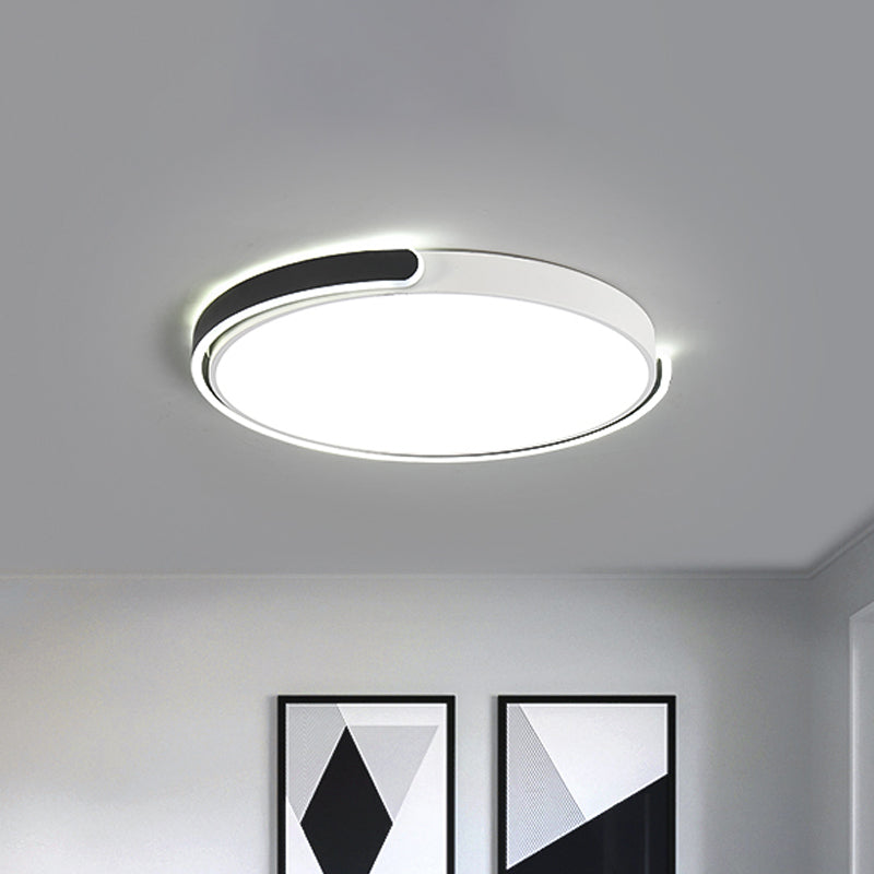 Simplicity LED Ceiling Lamp Black/White/Gold Round Flush Mount Lighting with Acrylic Shade, Warm/White Light Clearhalo 'Ceiling Lights' 'Close To Ceiling Lights' 'Close to ceiling' 'Flush mount' Lighting' 1935935