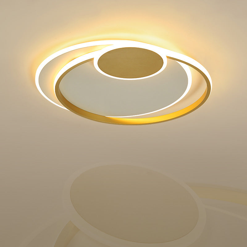 Circle Metal Ceiling Mount Light Simplicity 16.5"/20.5" Wide LED Gold Flushmount in Warm/White/3 Color Light for Bedroom Gold Clearhalo 'Ceiling Lights' 'Close To Ceiling Lights' 'Close to ceiling' 'Flush mount' Lighting' 1935938