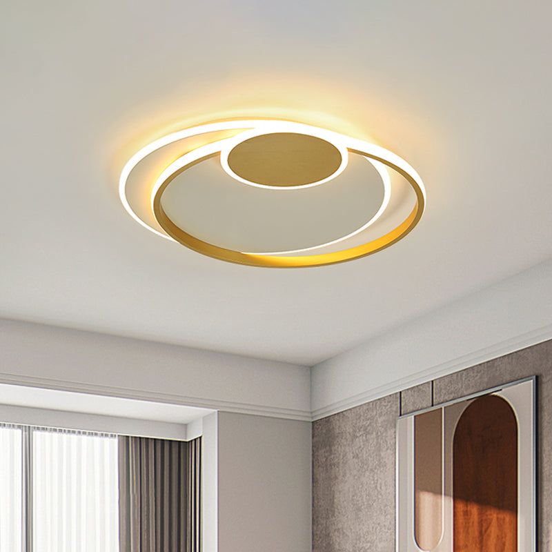 Circle Metal Ceiling Mount Light Simplicity 16.5"/20.5" Wide LED Gold Flushmount in Warm/White/3 Color Light for Bedroom Clearhalo 'Ceiling Lights' 'Close To Ceiling Lights' 'Close to ceiling' 'Flush mount' Lighting' 1935939