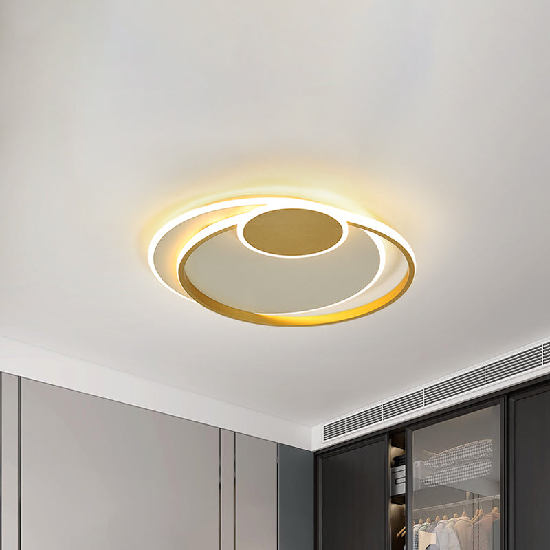 Circle Metal Ceiling Mount Light Simplicity 16.5"/20.5" Wide LED Gold Flushmount in Warm/White/3 Color Light for Bedroom Clearhalo 'Ceiling Lights' 'Close To Ceiling Lights' 'Close to ceiling' 'Flush mount' Lighting' 1935940