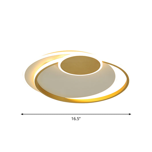 Circle Metal Ceiling Mount Light Simplicity 16.5"/20.5" Wide LED Gold Flushmount in Warm/White/3 Color Light for Bedroom Clearhalo 'Ceiling Lights' 'Close To Ceiling Lights' 'Close to ceiling' 'Flush mount' Lighting' 1935942