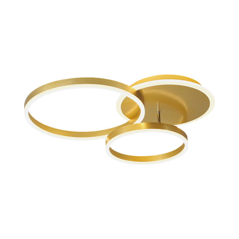 Modernist 2/3/5-Head LED Flushmount Gold Hoop Flush Mount Ceiling Light with Acrylic Shade, Warm/White Light Clearhalo 'Ceiling Lights' 'Close To Ceiling Lights' 'Close to ceiling' 'Flush mount' Lighting' 1935966