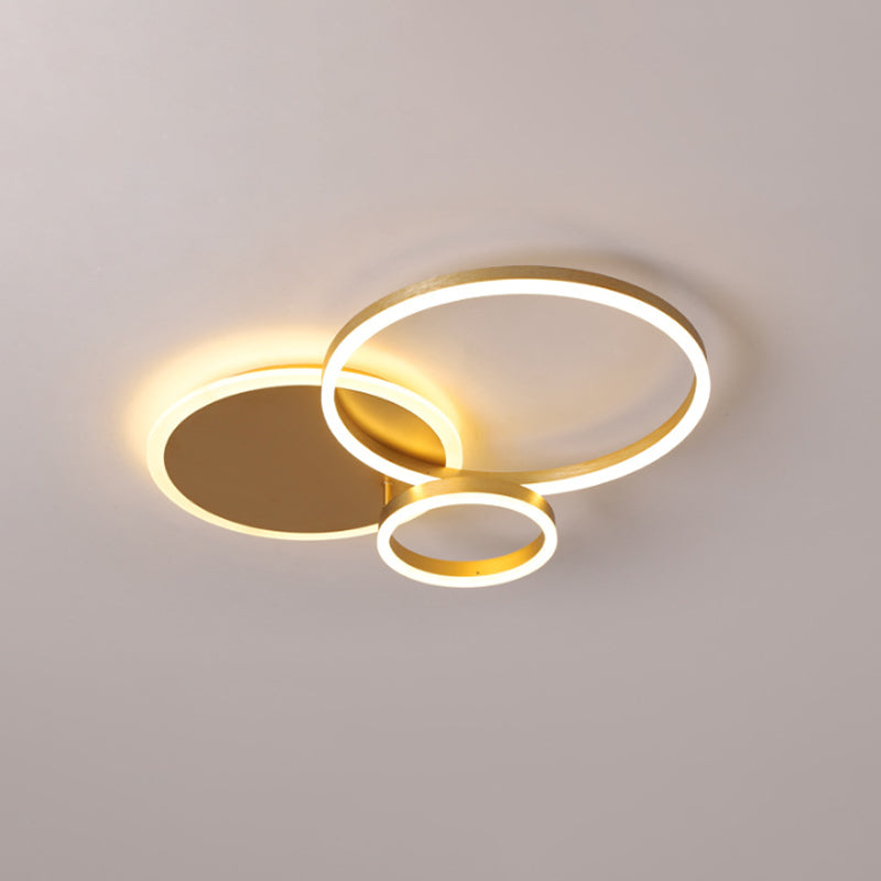 Modernist 2/3/5-Head LED Flushmount Gold Hoop Flush Mount Ceiling Light with Acrylic Shade, Warm/White Light Clearhalo 'Ceiling Lights' 'Close To Ceiling Lights' 'Close to ceiling' 'Flush mount' Lighting' 1935967