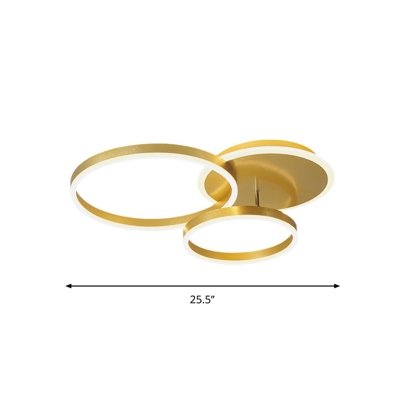 Modernist 2/3/5-Head LED Flushmount Gold Hoop Flush Mount Ceiling Light with Acrylic Shade, Warm/White Light Clearhalo 'Ceiling Lights' 'Close To Ceiling Lights' 'Close to ceiling' 'Flush mount' Lighting' 1935968