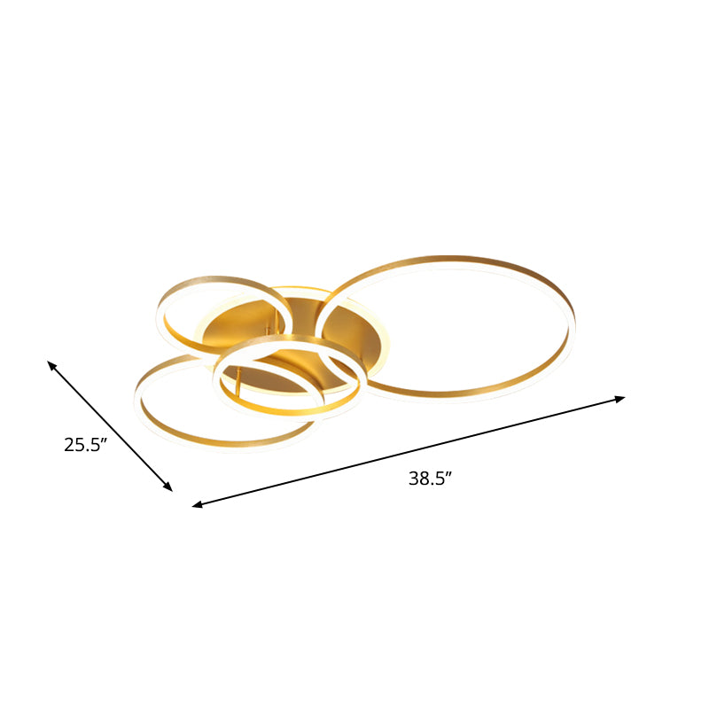 Modernist 2/3/5-Head LED Flushmount Gold Hoop Flush Mount Ceiling Light with Acrylic Shade, Warm/White Light Clearhalo 'Ceiling Lights' 'Close To Ceiling Lights' 'Close to ceiling' 'Flush mount' Lighting' 1935973