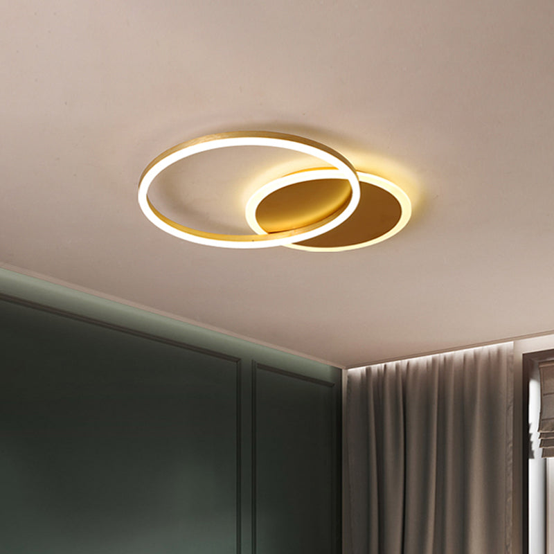 Modernist 2/3/5-Head LED Flushmount Gold Hoop Flush Mount Ceiling Light with Acrylic Shade, Warm/White Light 2 Gold Clearhalo 'Ceiling Lights' 'Close To Ceiling Lights' 'Close to ceiling' 'Flush mount' Lighting' 1935974