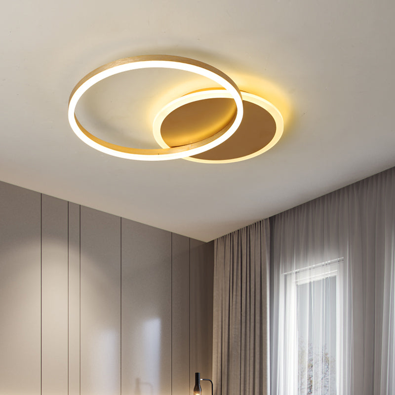 Modernist 2/3/5-Head LED Flushmount Gold Hoop Flush Mount Ceiling Light with Acrylic Shade, Warm/White Light Clearhalo 'Ceiling Lights' 'Close To Ceiling Lights' 'Close to ceiling' 'Flush mount' Lighting' 1935976