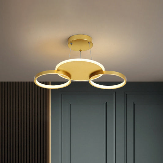 Gold Halo Ring Semi Flush Chandelier Modern 3/5/6-Light Metal Ceiling Mounted Lamp in Warm/White Light Clearhalo 'Ceiling Lights' 'Close To Ceiling Lights' 'Close to ceiling' 'Semi-flushmount' Lighting' 1935990