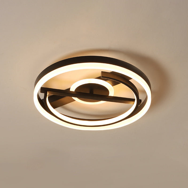 Circular Hotel Ceiling Mount Lamp Aluminum Minimalist LED Flush Mount Light in Black/White, 16"/19.5" Dia Clearhalo 'Ceiling Lights' 'Close To Ceiling Lights' 'Close to ceiling' 'Flush mount' Lighting' 1936001