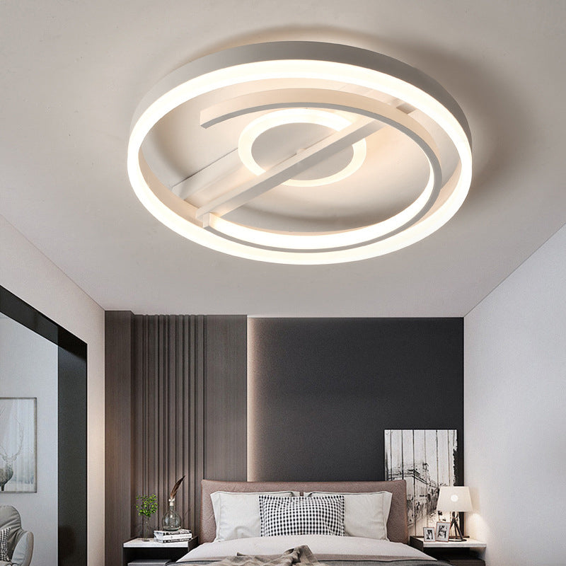 Circular Hotel Ceiling Mount Lamp Aluminum Minimalist LED Flush Mount Light in Black/White, 16"/19.5" Dia Clearhalo 'Ceiling Lights' 'Close To Ceiling Lights' 'Close to ceiling' 'Flush mount' Lighting' 1936005