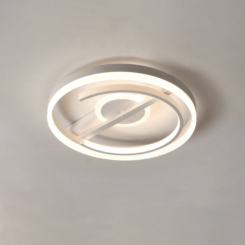 Circular Hotel Ceiling Mount Lamp Aluminum Minimalist LED Flush Mount Light in Black/White, 16"/19.5" Dia Clearhalo 'Ceiling Lights' 'Close To Ceiling Lights' 'Close to ceiling' 'Flush mount' Lighting' 1936007