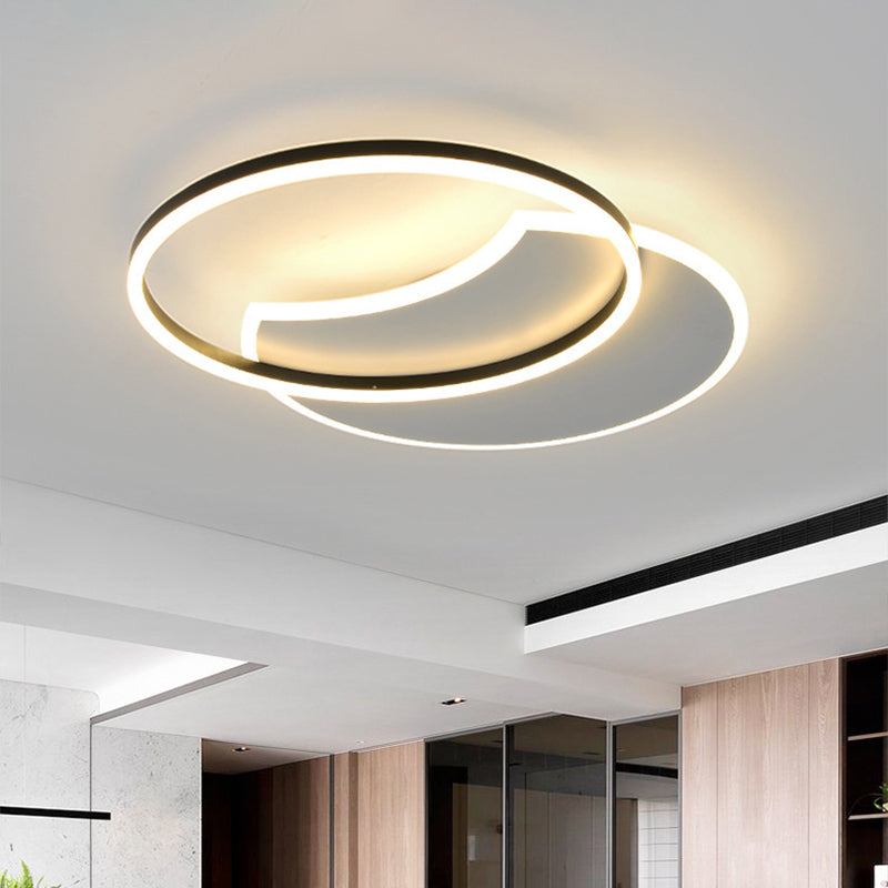 White Moon Eclipse Flush Ceiling Light Modern LED Acrylic Flushmount Lighting in Warm/White Light for Bedroom White Clearhalo 'Ceiling Lights' 'Close To Ceiling Lights' 'Close to ceiling' 'Flush mount' Lighting' 1936008