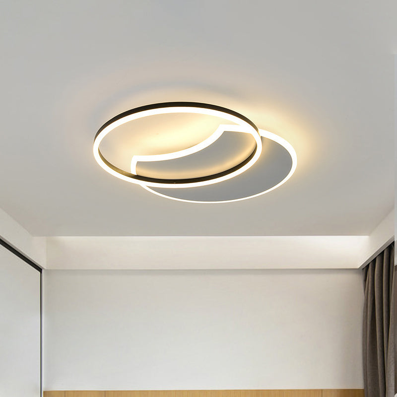 White Moon Eclipse Flush Ceiling Light Modern LED Acrylic Flushmount Lighting in Warm/White Light for Bedroom Clearhalo 'Ceiling Lights' 'Close To Ceiling Lights' 'Close to ceiling' 'Flush mount' Lighting' 1936009