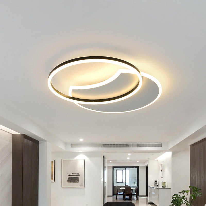 White Moon Eclipse Flush Ceiling Light Modern LED Acrylic Flushmount Lighting in Warm/White Light for Bedroom Clearhalo 'Ceiling Lights' 'Close To Ceiling Lights' 'Close to ceiling' 'Flush mount' Lighting' 1936010