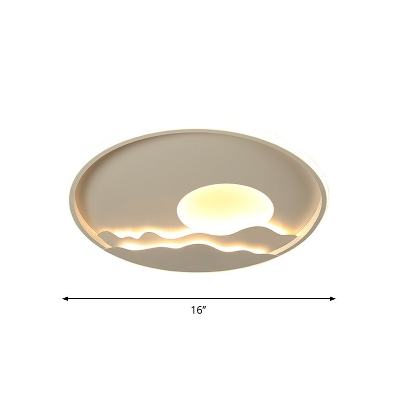 Ultrathin Circle Acrylic Flush Light Modern 16"/19.5"/23.5" W LED White Ceiling Flushmount Lamp with Sunrise Pattern, Warm/White Light Clearhalo 'Ceiling Lights' 'Close To Ceiling Lights' 'Close to ceiling' 'Flush mount' Lighting' 1936037