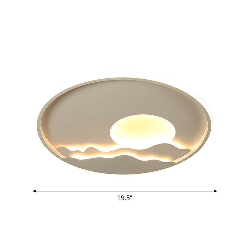 Ultrathin Circle Acrylic Flush Light Modern 16"/19.5"/23.5" W LED White Ceiling Flushmount Lamp with Sunrise Pattern, Warm/White Light Clearhalo 'Ceiling Lights' 'Close To Ceiling Lights' 'Close to ceiling' 'Flush mount' Lighting' 1936038