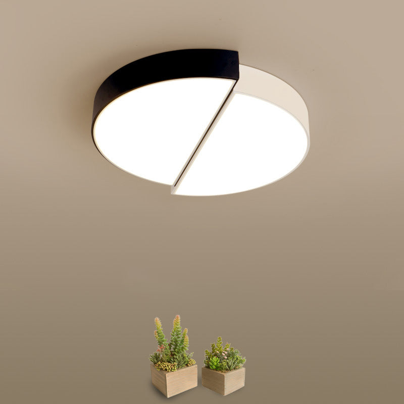 Slitted Round Flush Mounted Lamp Nordic Acrylic 11"/19"/23" Dia LED Bedroom Ceiling Light in Black-White White Clearhalo 'Ceiling Lights' 'Close To Ceiling Lights' 'Close to ceiling' 'Flush mount' Lighting' 1936083