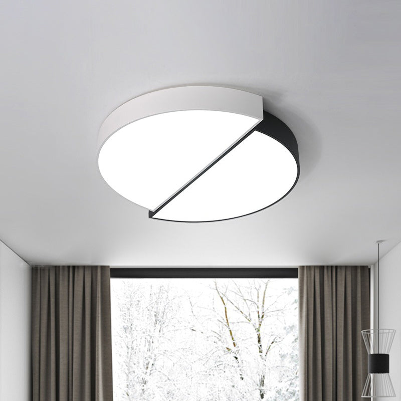 Slitted Round Flush Mounted Lamp Nordic Acrylic 11"/19"/23" Dia LED Bedroom Ceiling Light in Black-White Clearhalo 'Ceiling Lights' 'Close To Ceiling Lights' 'Close to ceiling' 'Flush mount' Lighting' 1936084