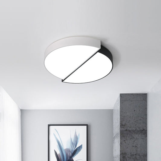 Slitted Round Flush Mounted Lamp Nordic Acrylic 11"/19"/23" Dia LED Bedroom Ceiling Light in Black-White Clearhalo 'Ceiling Lights' 'Close To Ceiling Lights' 'Close to ceiling' 'Flush mount' Lighting' 1936085