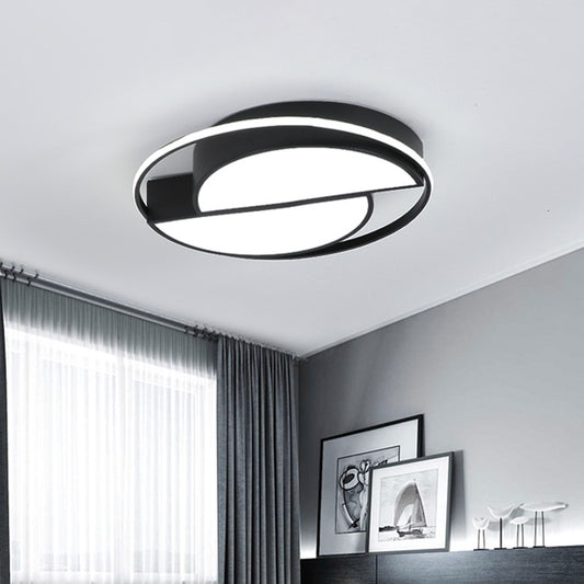 Semicircle Acrylic Flush Ceiling Light Modern Black LED Flush Mounted Lamp with Glowing Ring Black Clearhalo 'Ceiling Lights' 'Close To Ceiling Lights' 'Close to ceiling' 'Flush mount' Lighting' 1936097