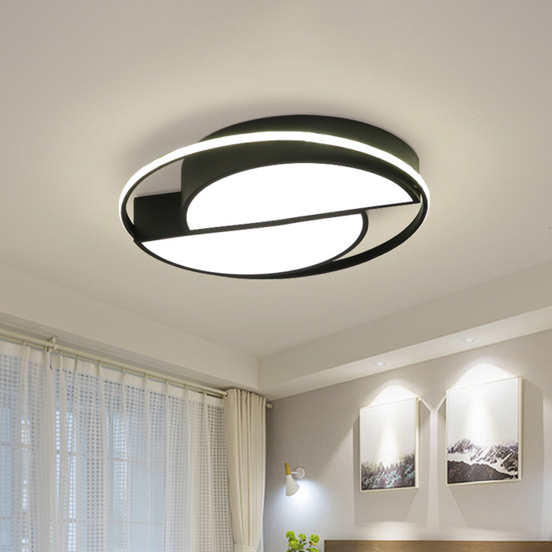 Semicircle Acrylic Flush Ceiling Light Modern Black LED Flush Mounted Lamp with Glowing Ring Clearhalo 'Ceiling Lights' 'Close To Ceiling Lights' 'Close to ceiling' 'Flush mount' Lighting' 1936098